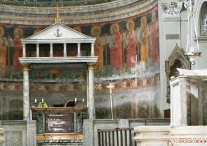 Image of the altar and ciborium of San Clemente, Rome - Architecture for liturgy