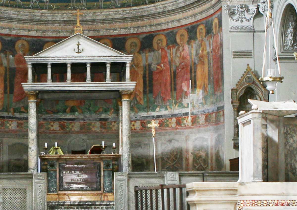 Image of the altar and ciborium of San Clemente, Rome